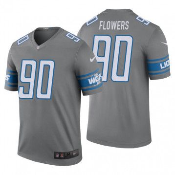 Men Detroit Lions #90 Trey Flowers Nike Grey Limited NFL Jersey